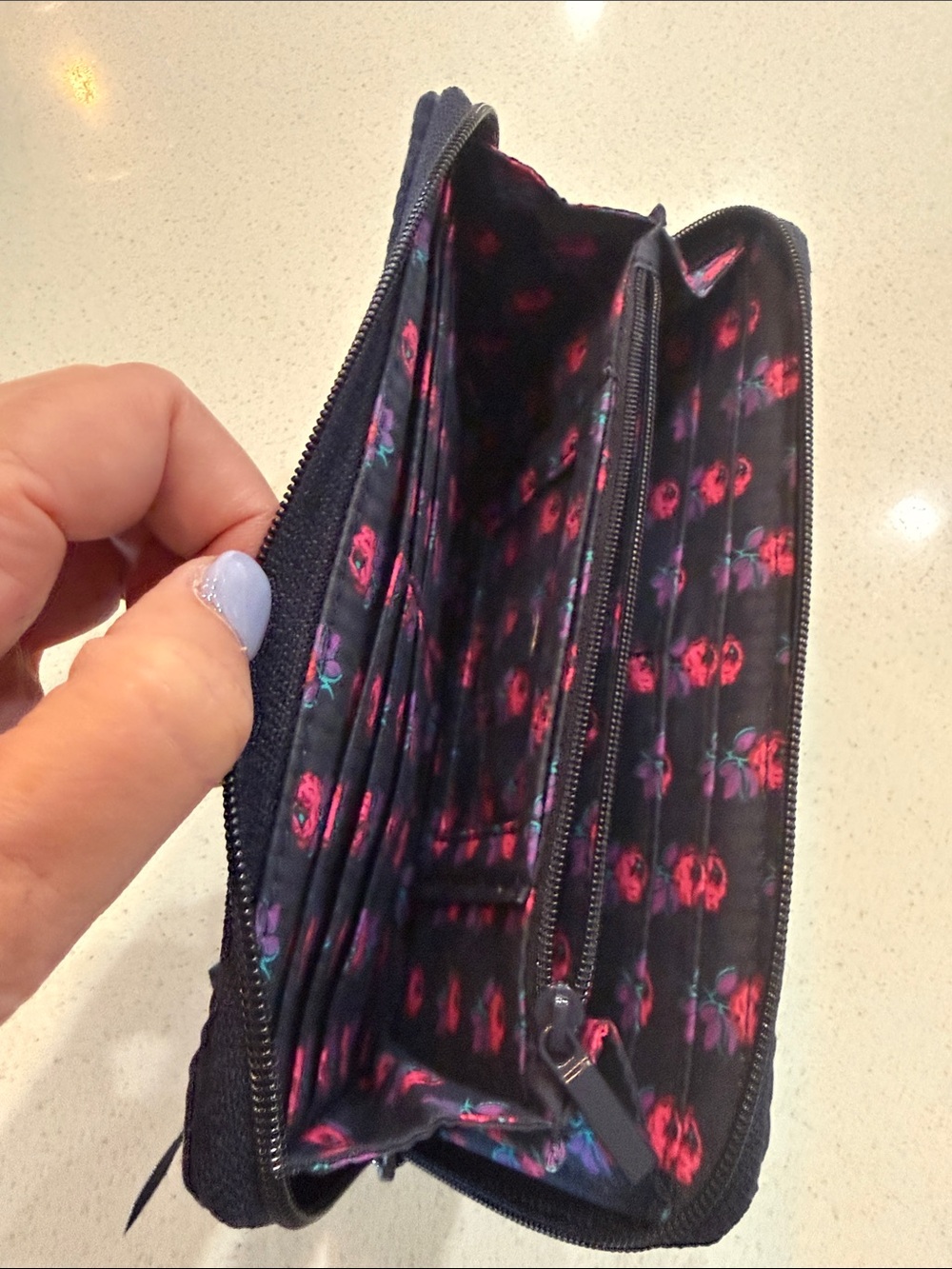 Vera Bradley Quilted Navy Zip Wallet - Picture 5 of 6
